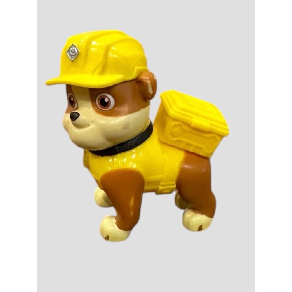 Paw Patrol Rubble Dog Puppy 2.5” Action Figure Backpack Orange White Cap